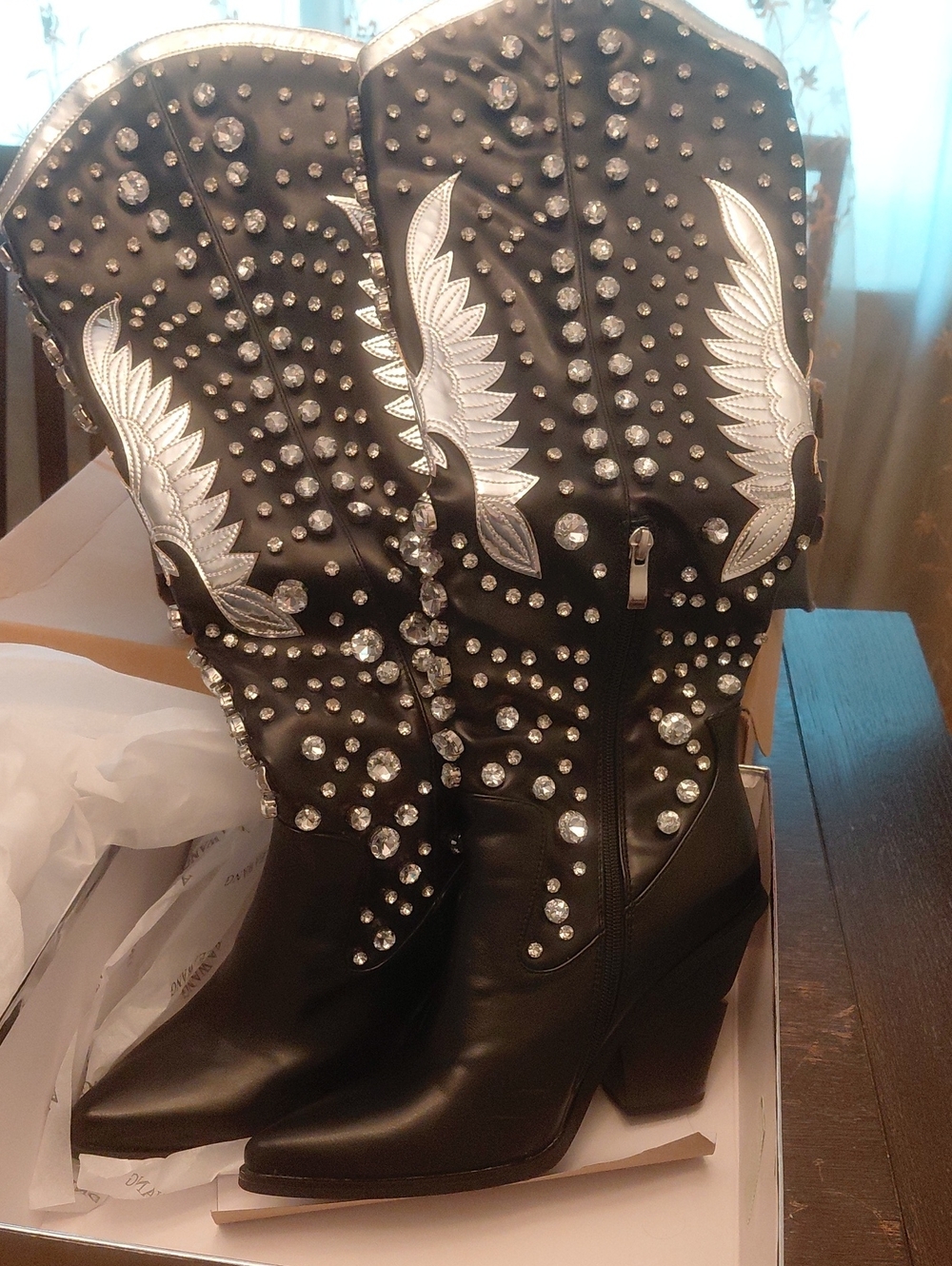 Azalea Wang Embellished Boots For Buckle Size 8 Medium Womens